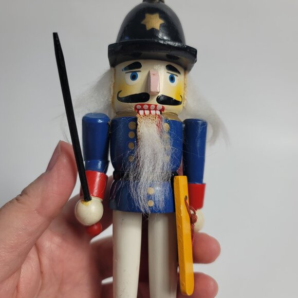 Vintage Santa's Workbench Nutcracker Baron Blue Uniform Black Hat with Star - Picture 6 of 13